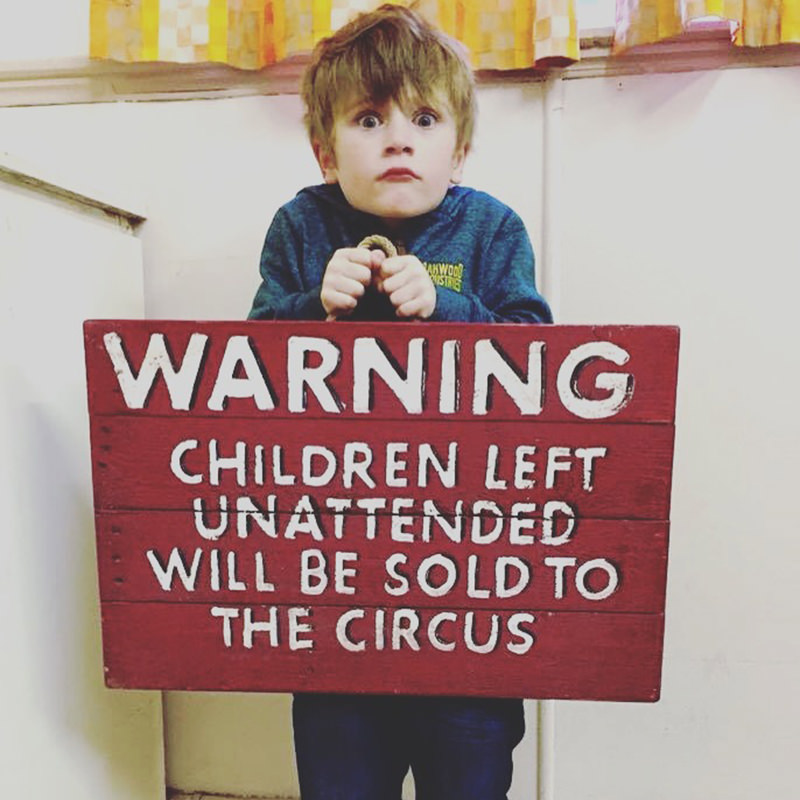 Warning Children Circus Sign 